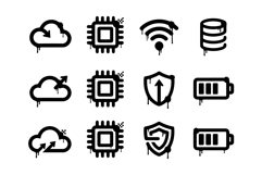 Urban Cyber Tech Icon Bundle Dripping Digital Symbols Vector Product Image 2