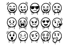 Urban Drip Emoji Collection Expressive Graffiti Emoticon EPS Product Image 2