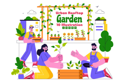 10 Urban Farming Rooftop Garden Illustration Product Image 1