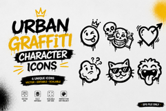 Urban Graffiti Character Icons Dripping Street Mascot EPS Product Image 1