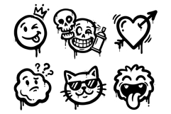 Urban Graffiti Character Icons Dripping Street Mascot EPS Product Image 2