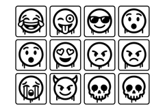 Urban Reaction Emoji Cards Graffiti Mood Icon EPS Vector Product Image 2