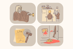 Crime and Punishment Hand-Drawn Sketch Illustrations Product Image 1