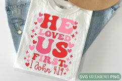 He First Loved Us SVG | Retro Christian Valentine SVG Product Image 1