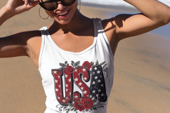 USA word art with beautiful red roses, 4th of July USA png Product Image 5