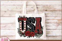 USA word art with beautiful red roses, 4th of July USA png Product Image 4
