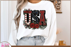 USA word art with beautiful red roses, 4th of July USA png Product Image 3