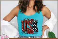 USA word art with beautiful red roses, 4th of July USA png Product Image 3