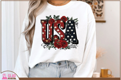 USA word art with beautiful red roses, 4th of July USA png Product Image 4