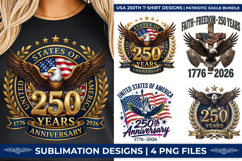 USA 250th Anniversary, Patriotic Eagle PNG, America 250th Birthday, 1776-2026 Eagle Shield, Semiquincentennial SVG, American Flag Eagle PNG, USA 250 Years Bundle, Patriotic Sublimation Design, Eagle T-Shirt Graphics, 4th of July Eagle Art