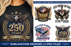 USA 250th Anniversary, Patriotic Eagle PNG, America 250th Birthday, 1776-2026 Eagle Shield, Semiquincentennial SVG, American Flag Eagle PNG, USA 250 Years Bundle, Patriotic Sublimation Design, Eagle T-Shirt Graphics, 4th of July Eagle Art