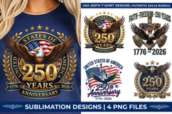 USA 250th Anniversary, Patriotic Eagle PNG, America 250th Birthday, 1776-2026 Eagle Shield, Semiquincentennial SVG, American Flag Eagle PNG, USA 250 Years Bundle, Patriotic Sublimation Design, Eagle T-Shirt Graphics, 4th of July Eagle Art