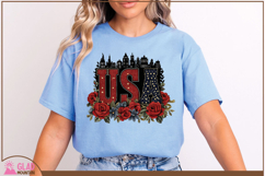 USA word art with beautiful red roses, 4th of July USA png Product Image 6