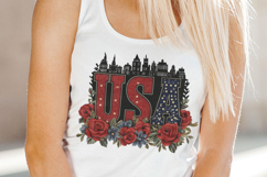 USA word art with beautiful red roses, 4th of July USA png Product Image 7