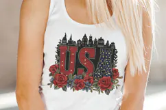 USA word art with beautiful red roses, 4th of July USA png Product Image 7