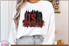 USA word art with beautiful red roses, 4th of July USA png Product Image 4