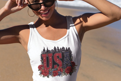 USA word art with beautiful red roses, 4th of July USA png Product Image 2