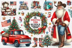 USA American Christmas watercolor Product Image 1