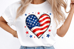 USA American Flag Heart PNG Product Image 3