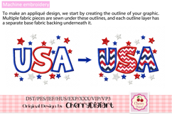 Patriotic USA Stars Applique Machine Embroidery Design Product Image 2