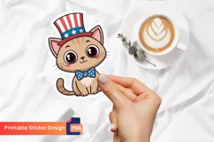 USA Cute Cat Sticker, American Cat Sticker, Patriotic Cat Product Image 1