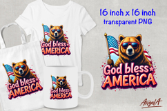 Patriotic clipart, Grizzly bear, USA flag, God bless America Product Image 1
