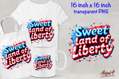 Patriotic 3D quote Sweet land of Liberty USA flag clipart Product Image 1