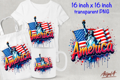 America text patriotic clipart, Statue of liberty USA flag Product Image 1