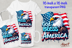 Patriotic quote God bless America, USA bald eagle clipart Product Image 1
