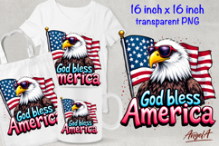 USA Patriotic bald eagle clipart, God bless America PNG Product Image 1