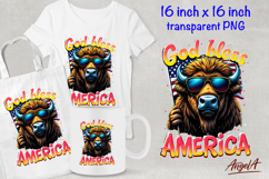 Patriotic quote God bless America, bison clipart Product Image 1