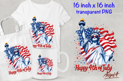 Patriotic quote Happy 4th of July, Statue of Liberty USA Product Image 1