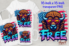 Patriotic text Free, Bison clipart, Independence Day Product Image 1