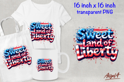 Patriotic 3D quote Sweet land of Liberty USA flag clipart Product Image 1