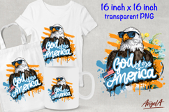 God bless America, Bald eagle clipart, 4th of July, DTF Product Image 1