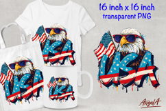 Patriotic USA Bald eagle clipart, Independence Day quote Product Image 1