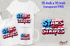 Patriotic quote Stars and Stripes PNG USA flag clipart DTF Product Image 1