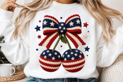 USA Crochet Cherry Bow Png Product Image 3