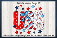 USA Patriotic Doodle Letters, Sublimation T-Shirt Png Design Product Image 1