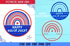Happy 4th of July Door Sign SVG |Patriotic Rainbow SVG Product Image 2