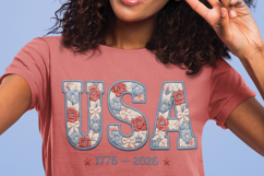 USA floral faux embroidery 1776-2026, America 250 year Product Image 2