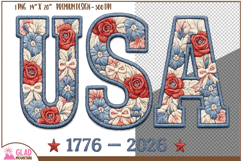 USA floral faux embroidery 1776-2026, America 250 year Product Image 1