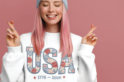 USA floral faux embroidery 1776-2026, America 250 year Product Image 5