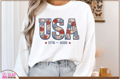 USA floral faux embroidery 1776-2026, America 250 year Product Image 3