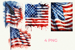 USA Flag Clipart PNG 4th of July PNG Patriotic Sublimation Product Image 2