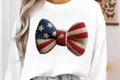 Faux Yarn USA Flag Bow PNG Product Image 3