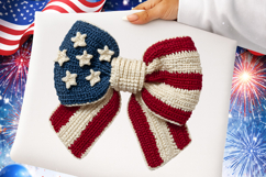 USA Flag Bow PNG Faux Yarn Patriotic Product Image 1