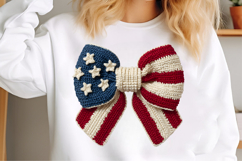 USA Flag Bow PNG Faux Yarn Patriotic Product Image 3