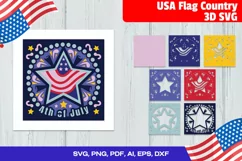USA Flag Country 3D SVG - 3D National Patriotic Day Product Image 1