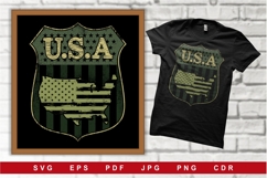 USA Green Camouflage Badge with Distressed Product Image 1